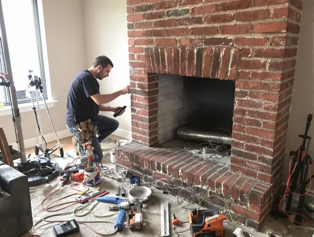 Weddington Chimney Sweep specialist finalizing chimney liner service in Weddington, NC