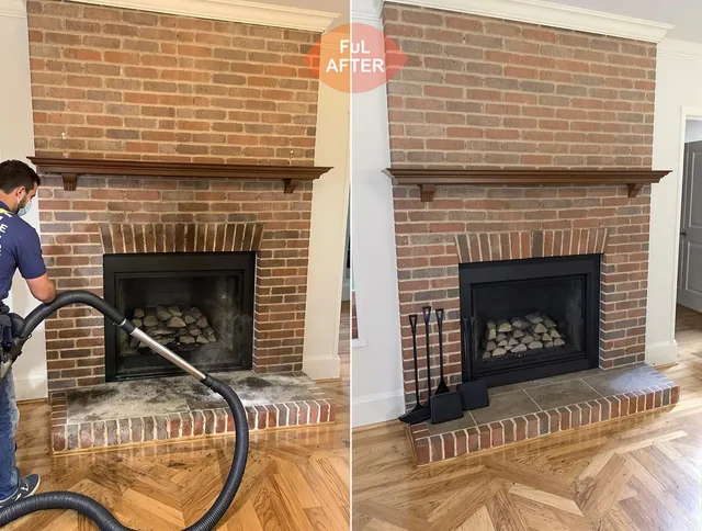 Weddington Chimney Sweep carefully sanitizing a fireplace in Weddington, NC